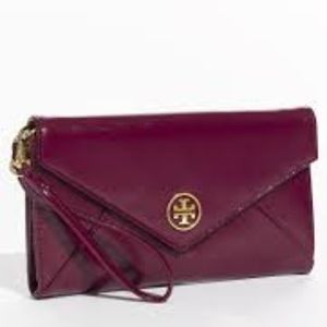 Tory Burch envelope wallet pink patent